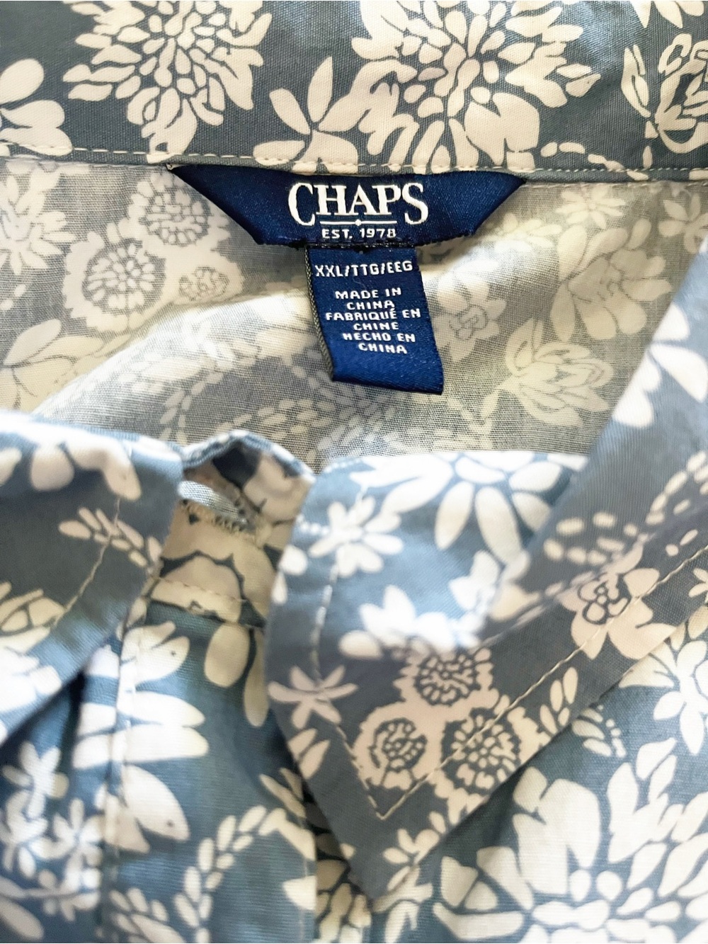 Blue Floral Belted Cottagecore Front Button Belted Shirt Dress Chaps Sixe XXL - Picture 14 of 16